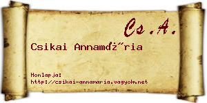 Csikai Annamária névjegykártya